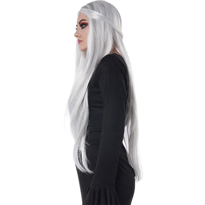 White Synthetic Wig for Cosplay with Extra Length and Volume