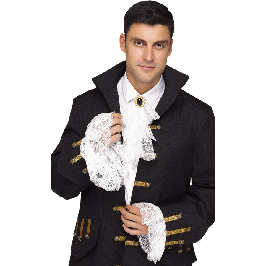 Formal white lace jabot and matching cuff set for men