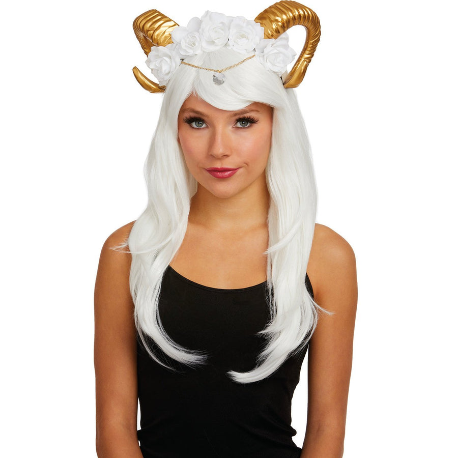 Exquisite and ornate Gilded Rams Horns Headpiece, a stunning accessory