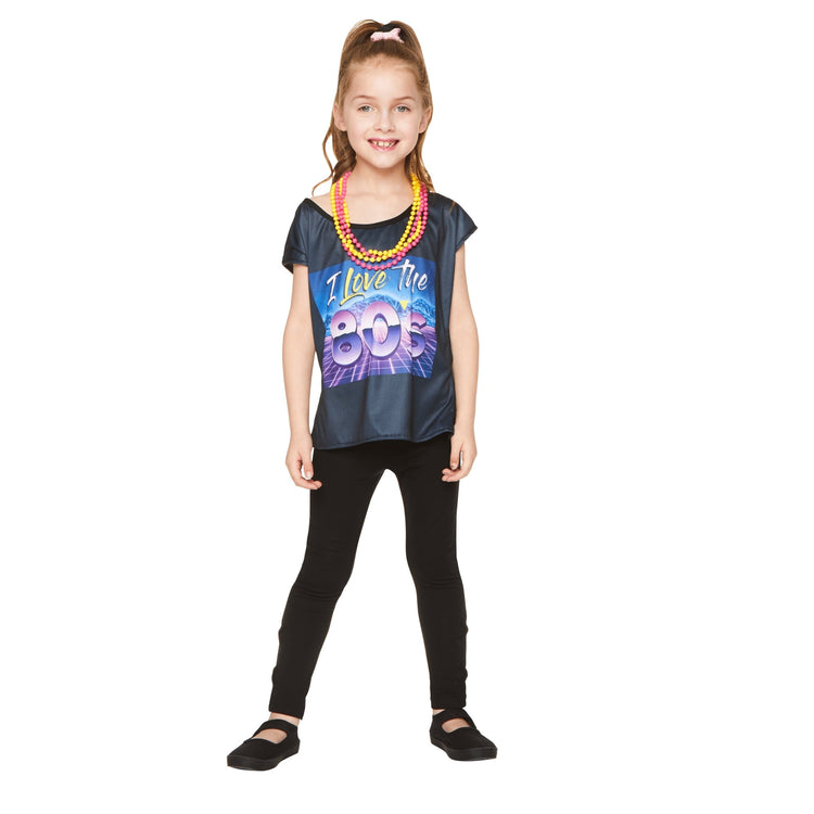 Girls I Love the 80's T-Shirt in vibrant neon colors with retro design
