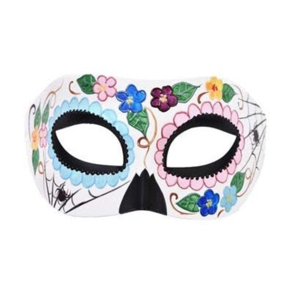 Colorful and intricately designed Gisele Day of the Dead Eye Mask, perfect for Halloween or Dia de los Muertos celebrations