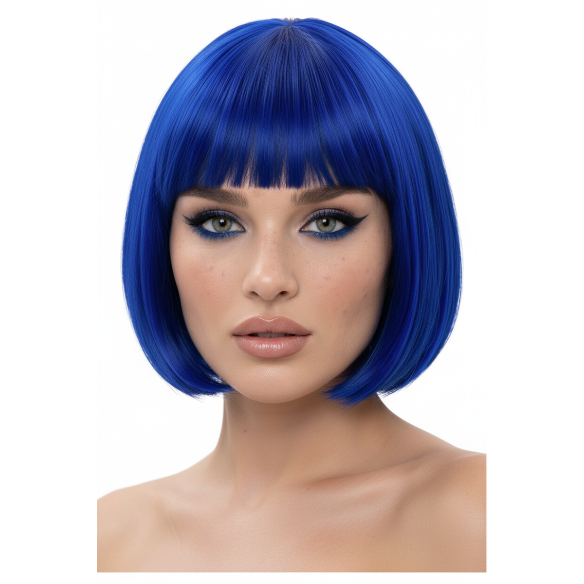 Margot Electric Sapphire Short Blue Bob Wig with Fringe | Allaura Fever Dream
