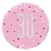 Glitz Pink & Silver 30 Foil Balloon 45cm