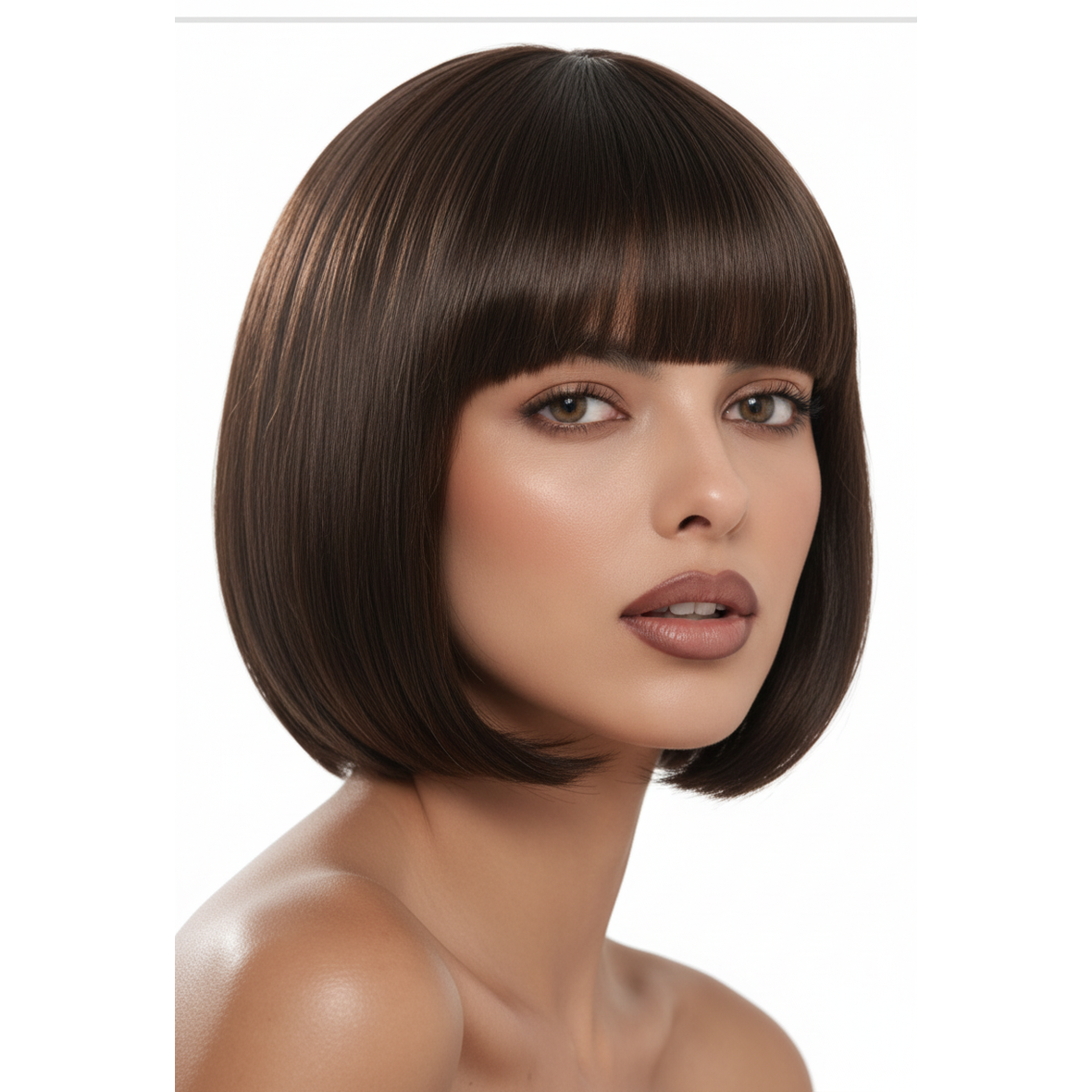 Margot Velvet Mocha Short Dark Brown Bob Wig with Fringe | Allaura Fever Dream