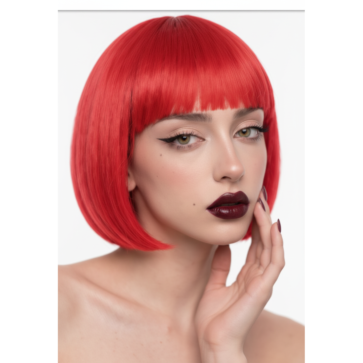 Margot Scarlet Fever Short Red Bob Wig with Fringe | Allaura Fever Dream