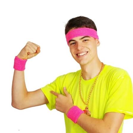 Neon Pink Sweatbands 3pk
