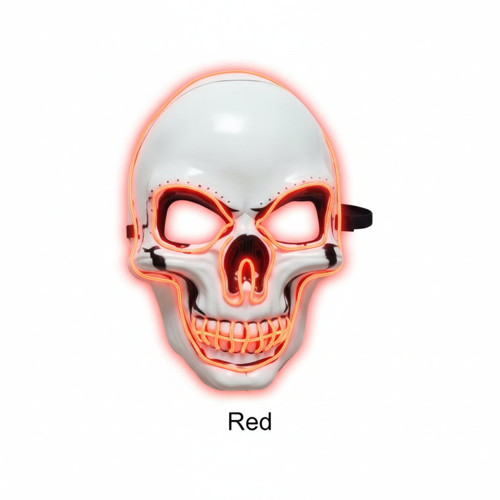 A white skull mask with black and red painted details, shown against a plain white background with the word 'Red' underneath.