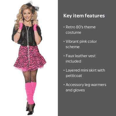 Rockin' The 80's Womens Costume, Pink