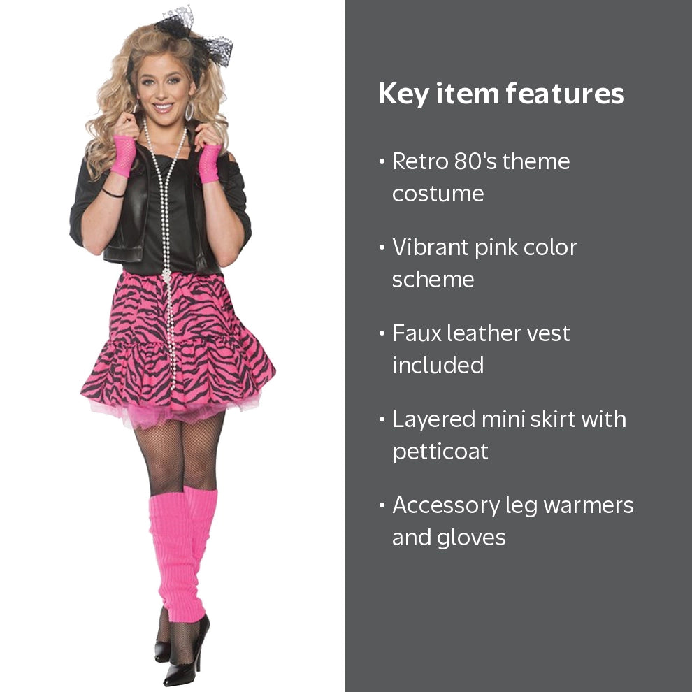 Rockin' The 80's Womens Costume, Pink