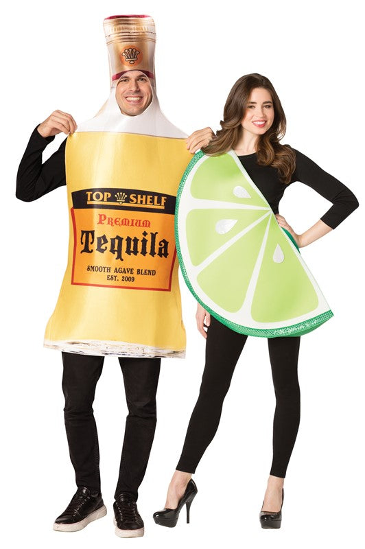 Tequila Bottle and Lime Slice Couple Costumes.