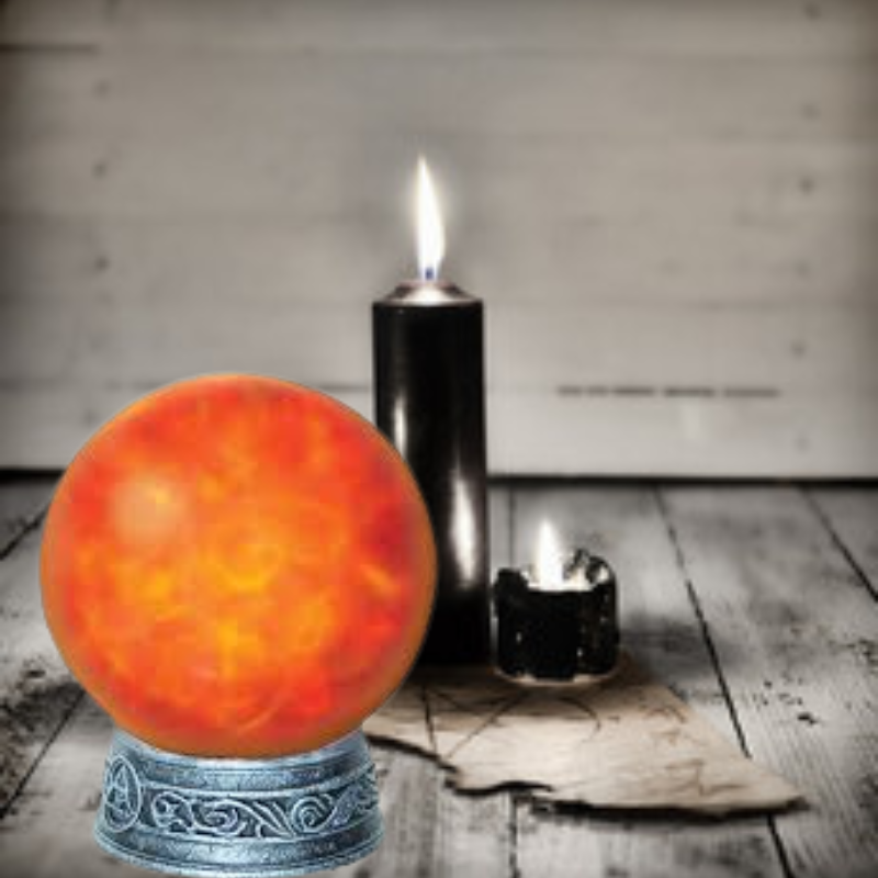 Beautiful red orb witches magic light with intricate design and enchanting glow