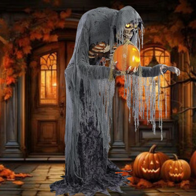 Alt text: Realistic 7' Jack Stalker Animated Prop with creepy facial features and lifelike movements