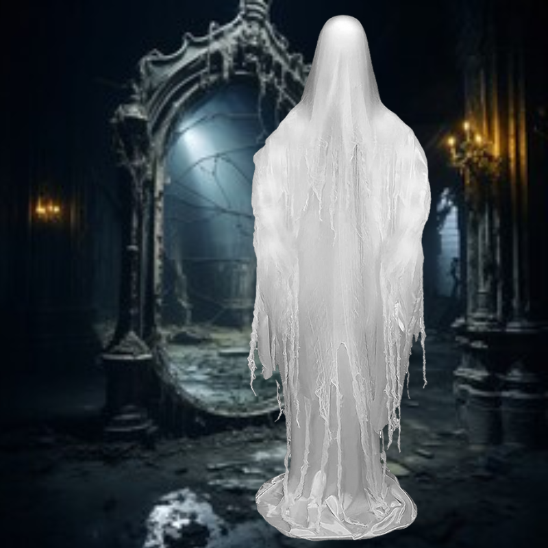 Alt text: Realistic 6 ft Rising Ghost Animatronic Prop for Halloween Decoration and Haunted House