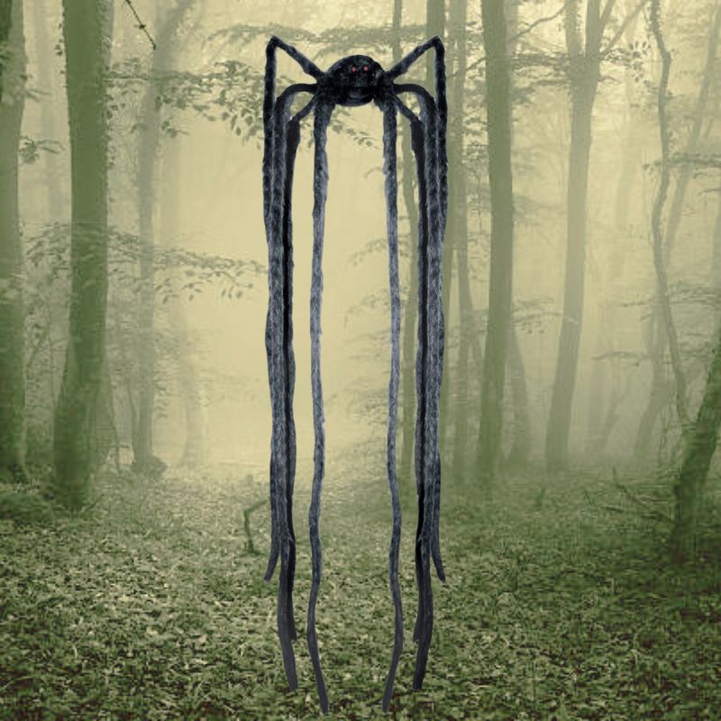 Giant realistic black and purple animated spider with long legs