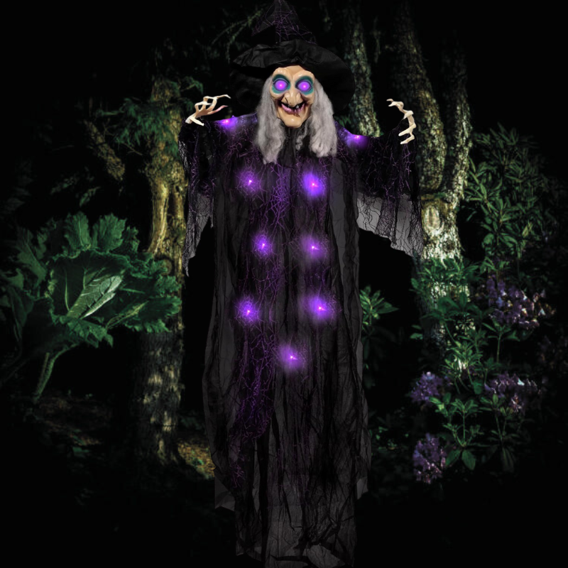 6' Witch With Sound Light Up Hanging Halloween Decoration 