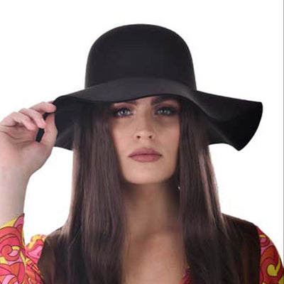 Hippie Wide Brim Hat Black