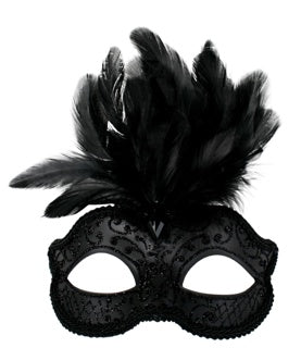 DANIELLA Black with feathers Eye Mask