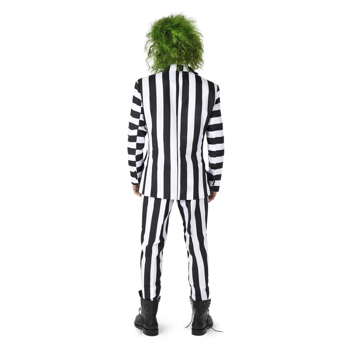 Beetlejuice White Stripes Men Costume - Black and white striped suit with iconic Beetlejuice look