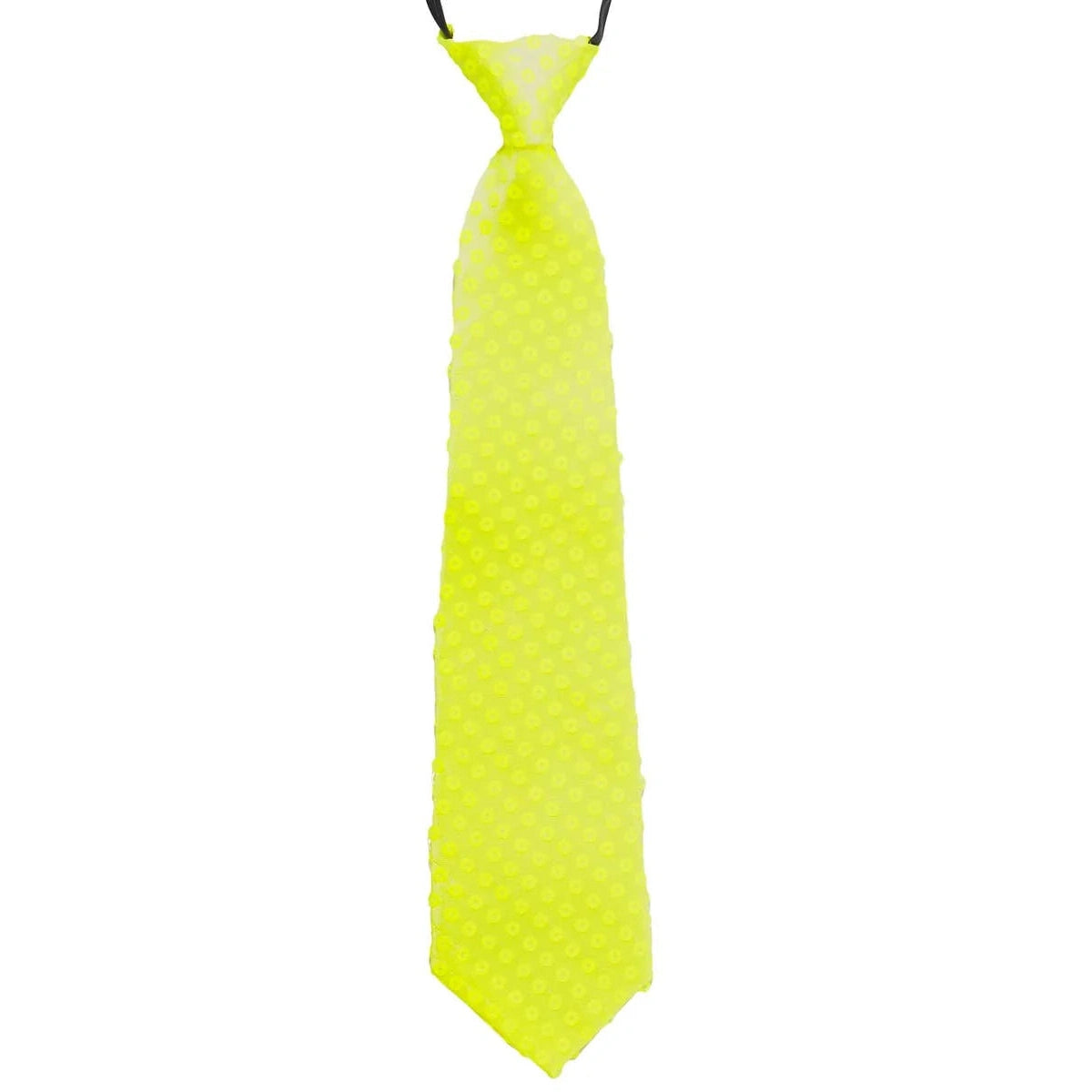 Neon Yellow Sequin Necktie with Elastic