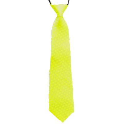 Neon Yellow Sequin Necktie with Elastic