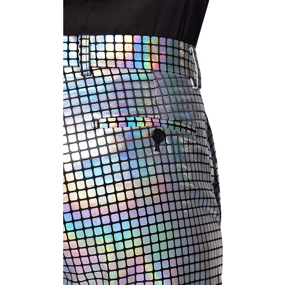 Men's Disco Baller Costume with Glittery Top and Bell-Bottom Pants