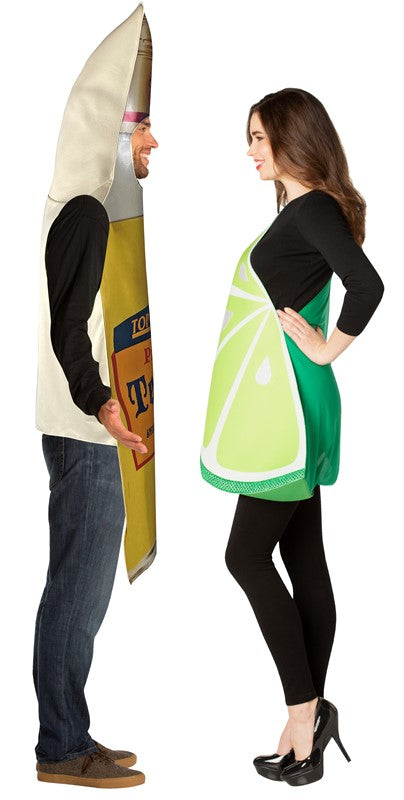 Tequila Bottle and Lime Slice Couple Costumes.