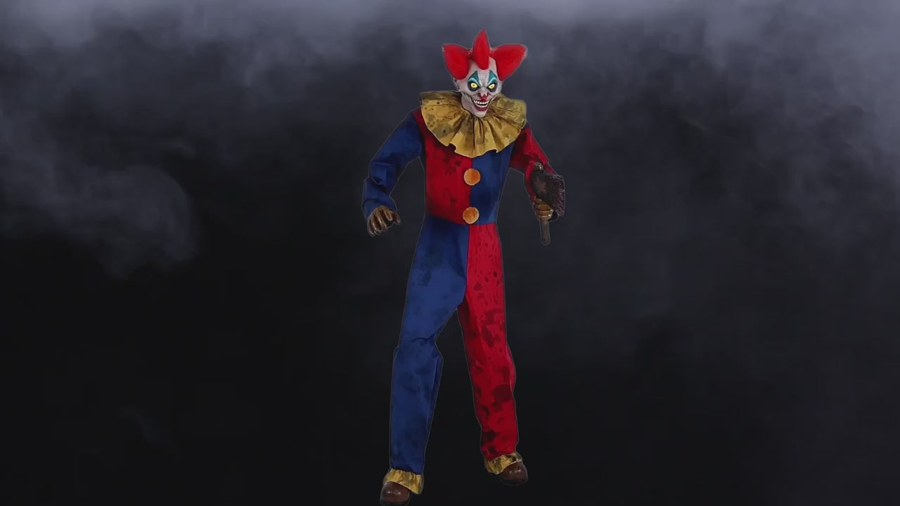Load video: 7 Ft. 3" Animated The Axe-Wielding Clown