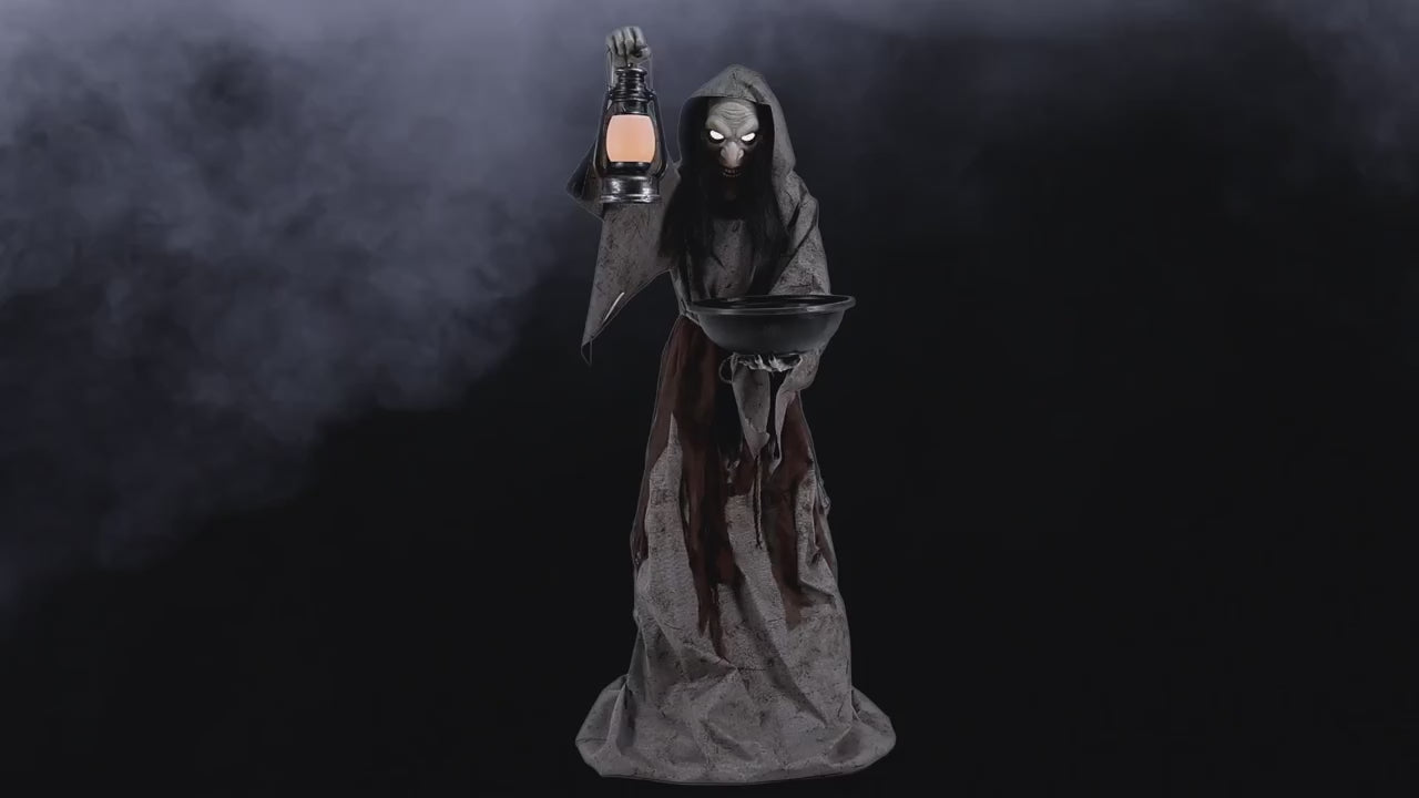 Load video: 6 Ft. Animated Light-Up Mildred the Wicked Witch