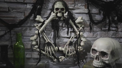 16.5" Lightup Skeleton Halloween Wreath