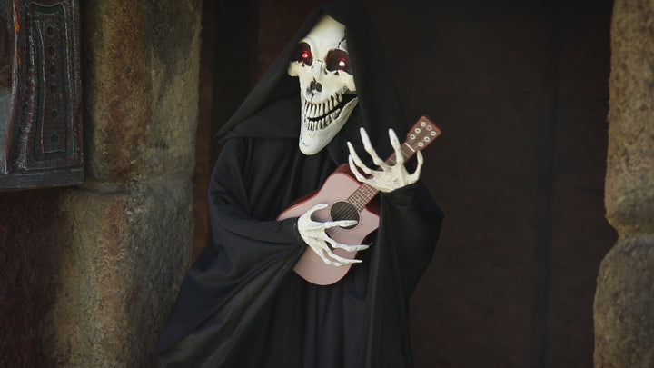 Hanging Singing Reaper with Guitar Animated Prop