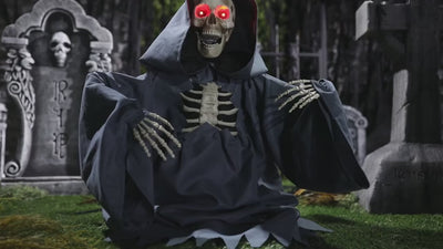 25" Animated Light Up Rising Groundbreaker Skeleton Reaper