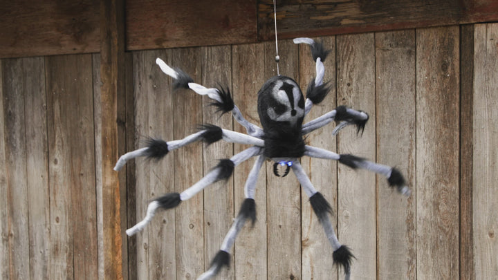 3ft Grey and Black Hanging Animated Spider