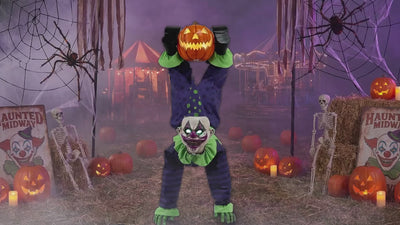 5 Ft. Animated Light-Up Upside-Down Clown with Jack-O'-Lantern