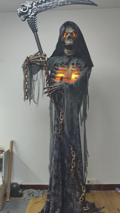Life-Size Grim Reaper Animatronic with Light-Up Eyes & Scythe 9ft (3M)