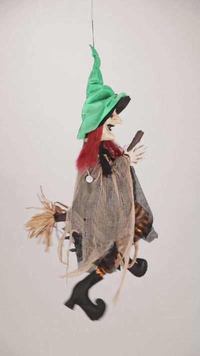 Animated Witch Riding A Broomstick 90cm