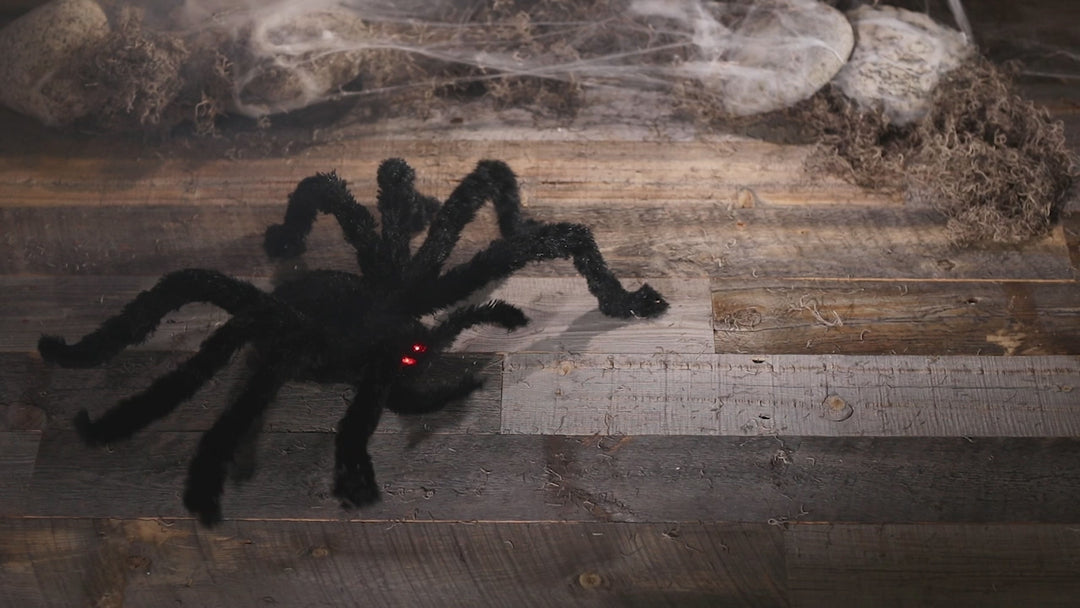 Light-Up Walking Fuzzy Spider Animated Prop