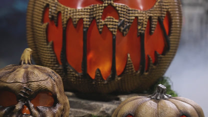 10" Animated Flaming Burlap Pumpkin