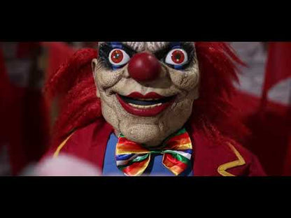 4 Ft. Animated Creepy Clown with Pink Bear Halloween Prop