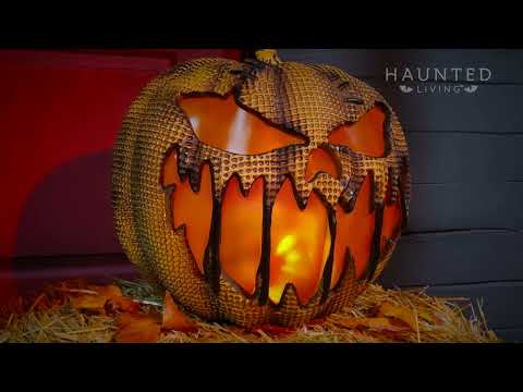 14” Flaming Burlap Pumpkin