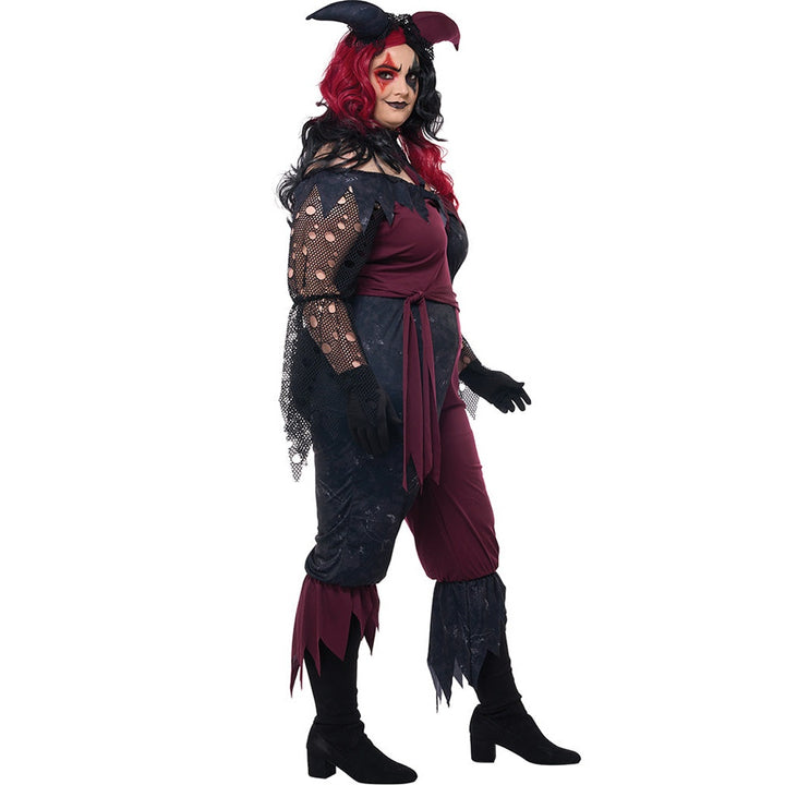 Jester Costume for Plus Size Women with Matching Hat and Collar