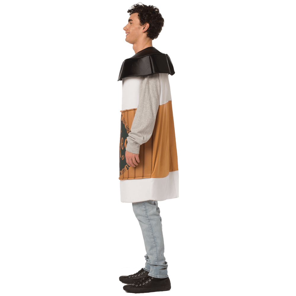 A comical and realistic coffee 2 go cup costume, perfect for Halloween or themed parties