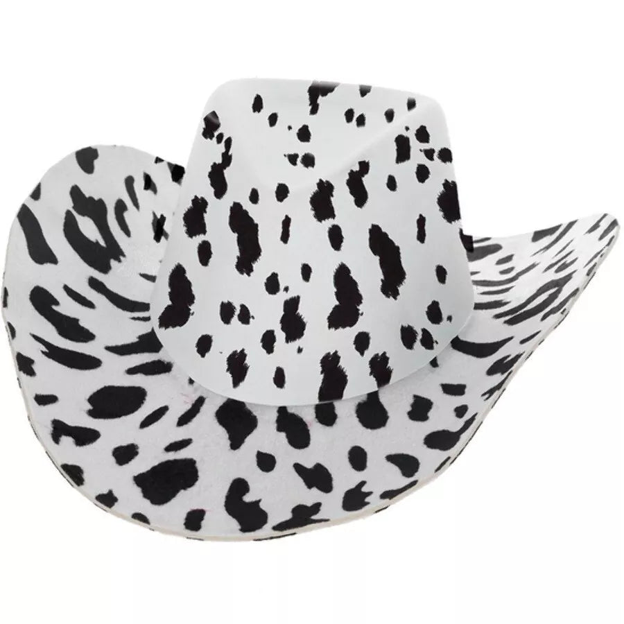 Cow Print Cowboy Hat, with Cord