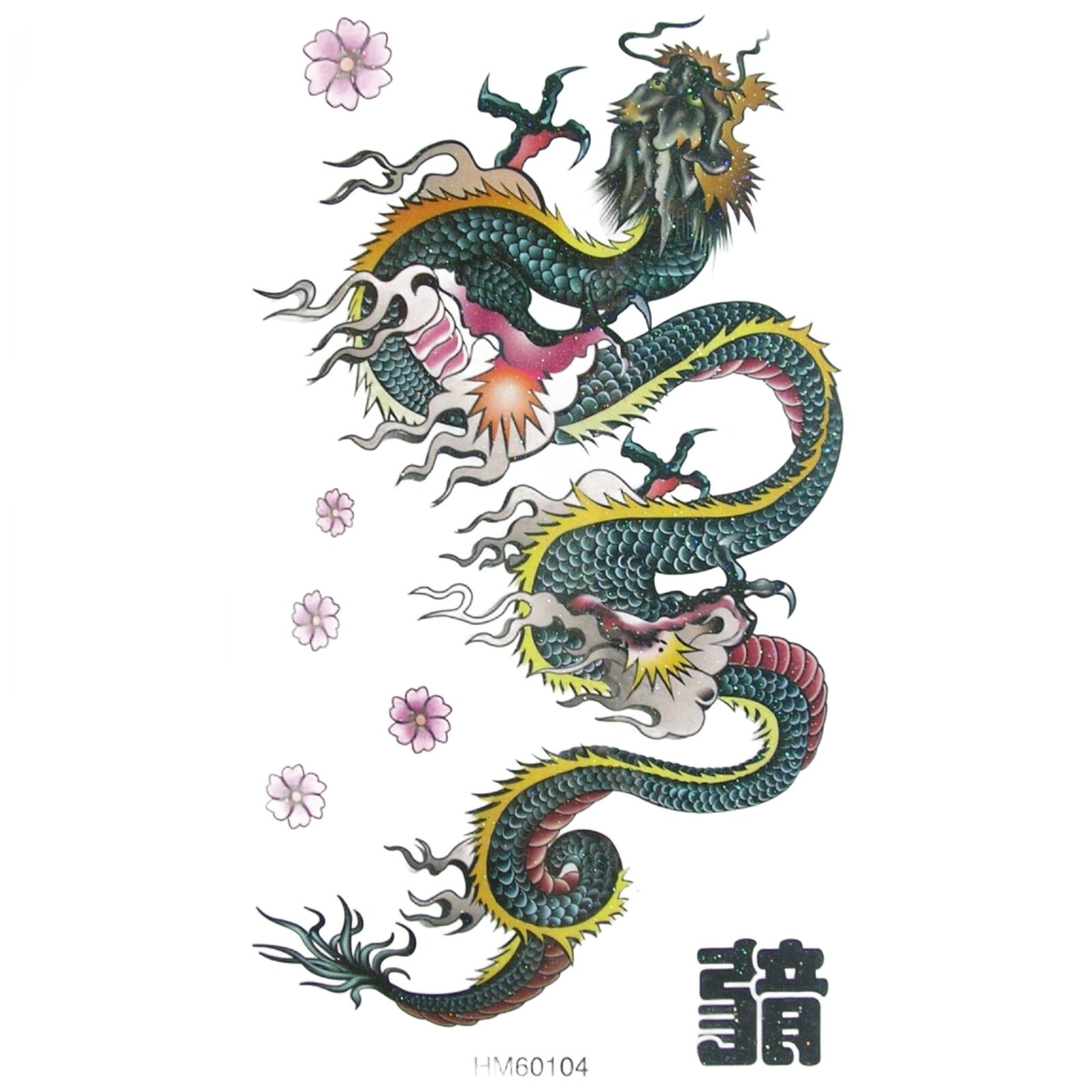 Close-up of Fangs Tattoo – 20cm temporary tattoo on forearm