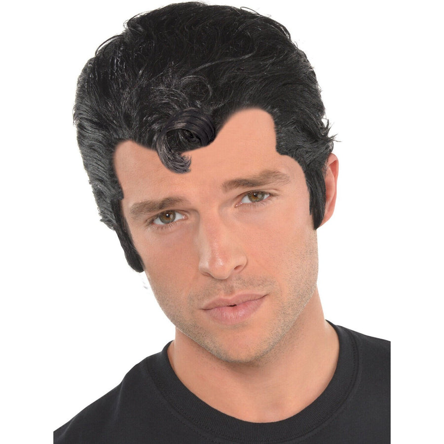 Alt text: Long, curly, blonde wig styled after the iconic look of Danny from Grease