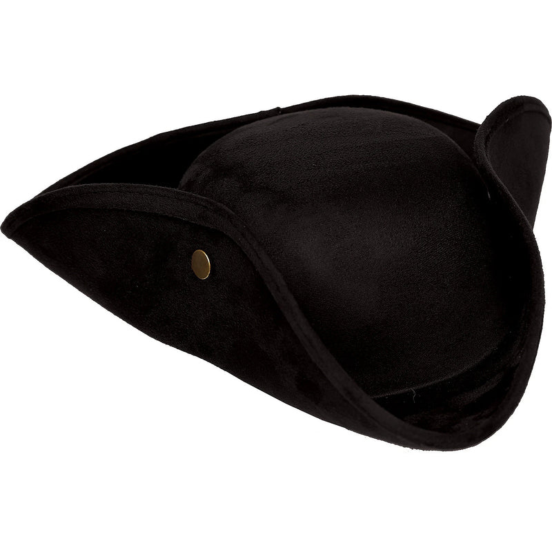 Faux Suede Tricorn Hat, Black