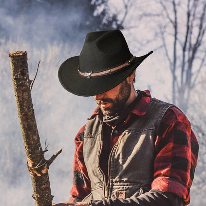 Cowboy Hat with Bull Head Band