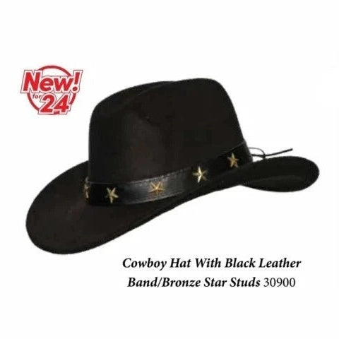 Western Cowboy Hat Men's Black Leather Band