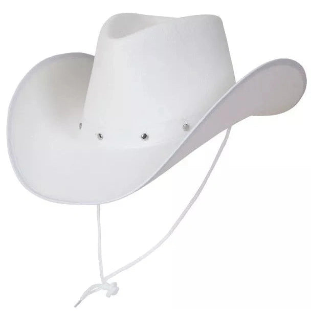 White Cowboy Hat, Felt, with Cord