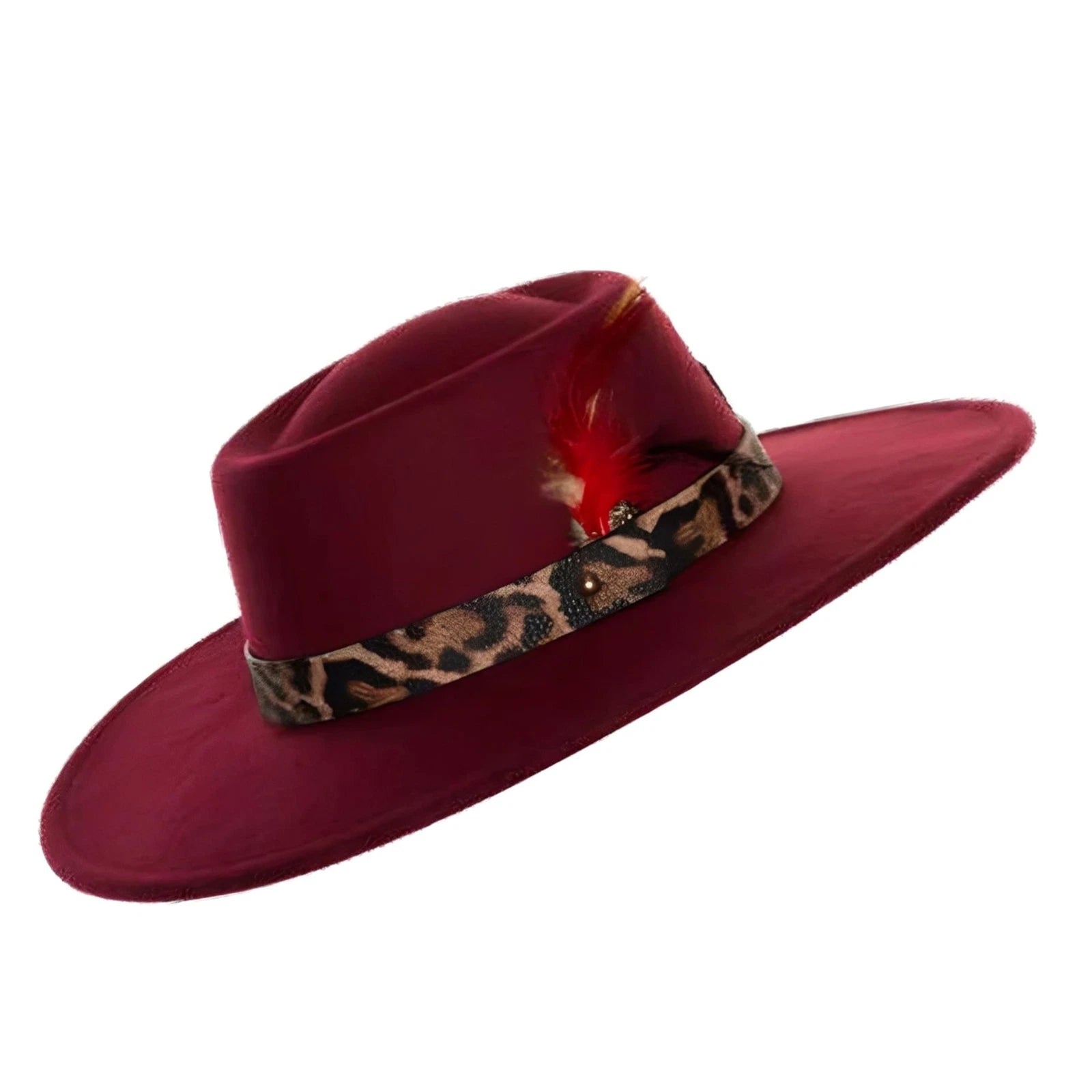 Faux Leather Pimp Hat Adult, Burgundy