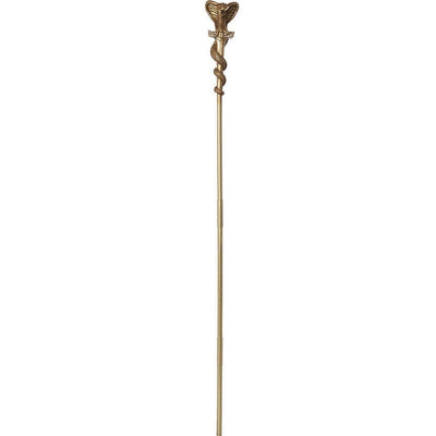 Egyptian Cobra Staff: A detailed black and gold staff with a cobra head handle and intricate designs 